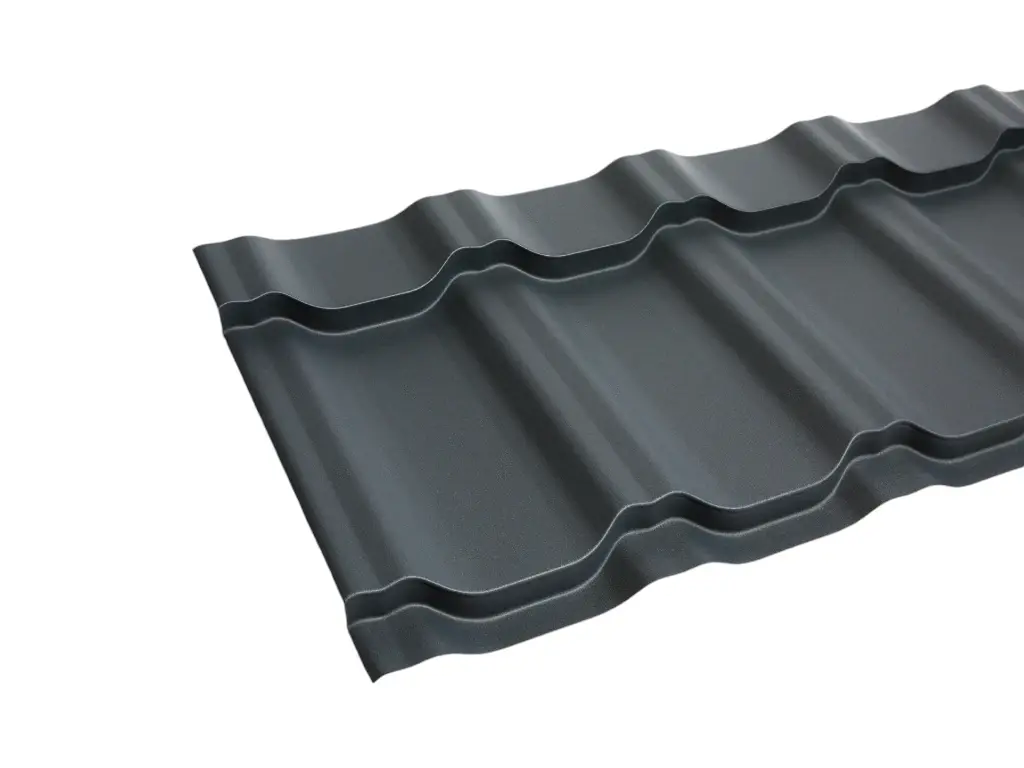 Металлочерепица Kvinta plus, 0.5 мм, покрытие Satin, цвет антрацитово-серый, RAL 7016, цена за кв.м